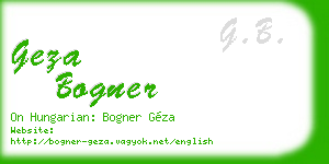 geza bogner business card